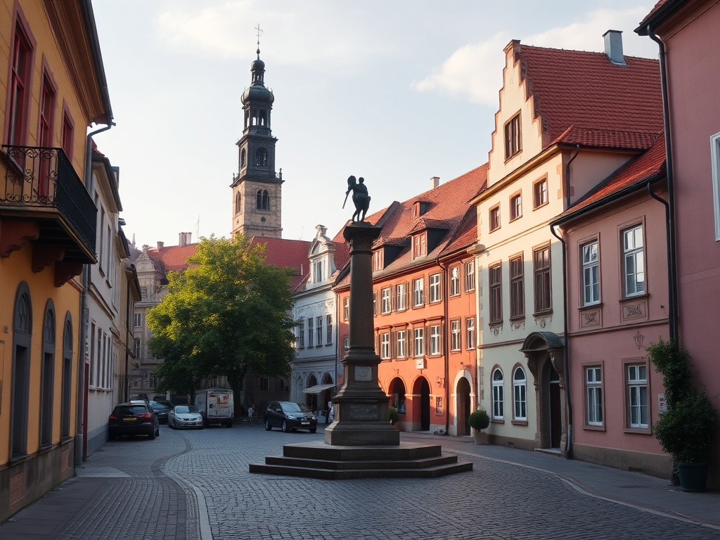 Zabytkowy Rynek w Sandomierzu - widok na historyczne kamienice z wczesnego XXI wieku